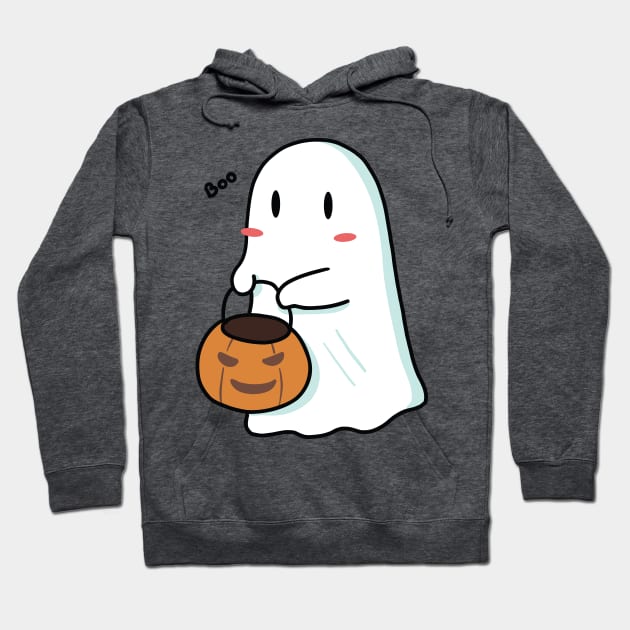 Cute Little Ghost on Halloween Illustration Hoodie by MariOyama